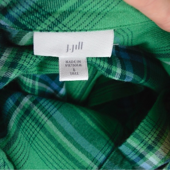 J Jill Plaid Button Front Tunic Top, Green - Size Small Tall - Picture 4 of 8